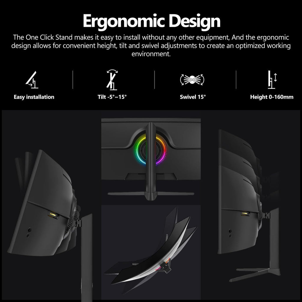 49-Inch Curved Gaming Monitor – 5120×1440 DQHD, 120Hz, 1500R, FreeSync, HDMI 2.0 & VESA Compatible