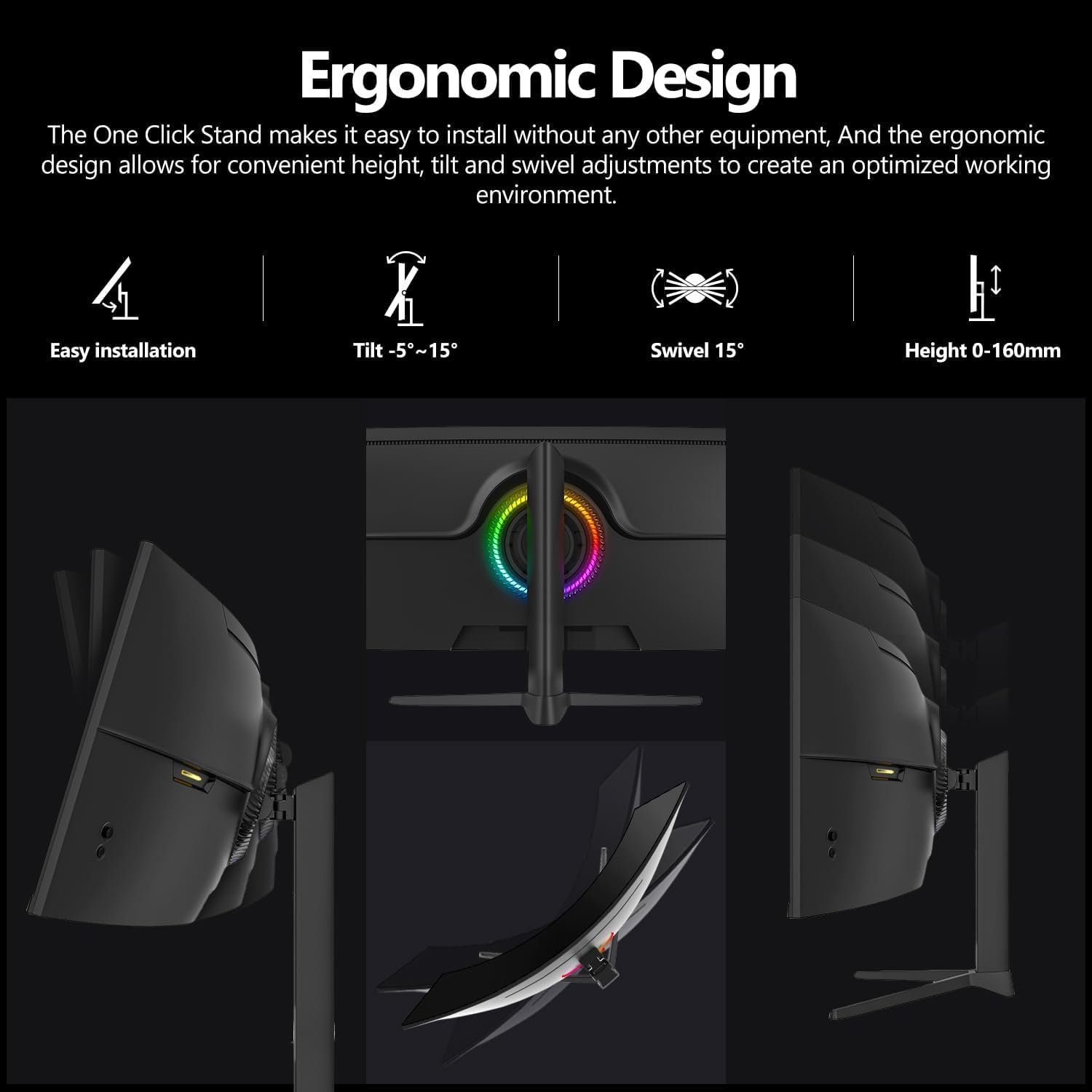 49-Inch Curved Gaming Monitor – 5120×1440 DQHD, 120Hz, 1500R, FreeSync, HDMI 2.0 & VESA Compatible