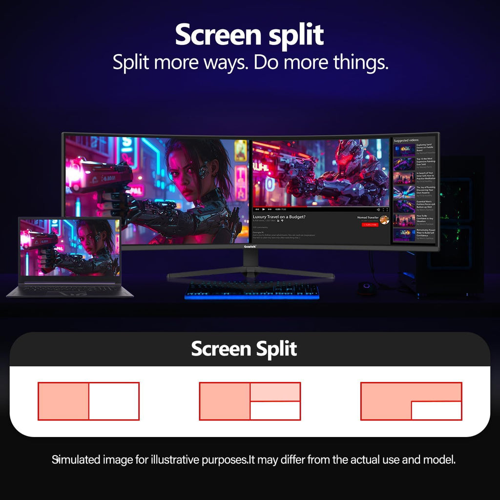 49-Inch Curved Gaming Monitor – 5120×1440 DQHD, 120Hz, 1500R, FreeSync, HDMI 2.0 & VESA Compatible