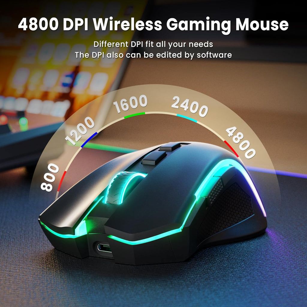 Tri-Mode Wireless Gaming Keyboard & Mouse Set – RGB, 4800 DPI