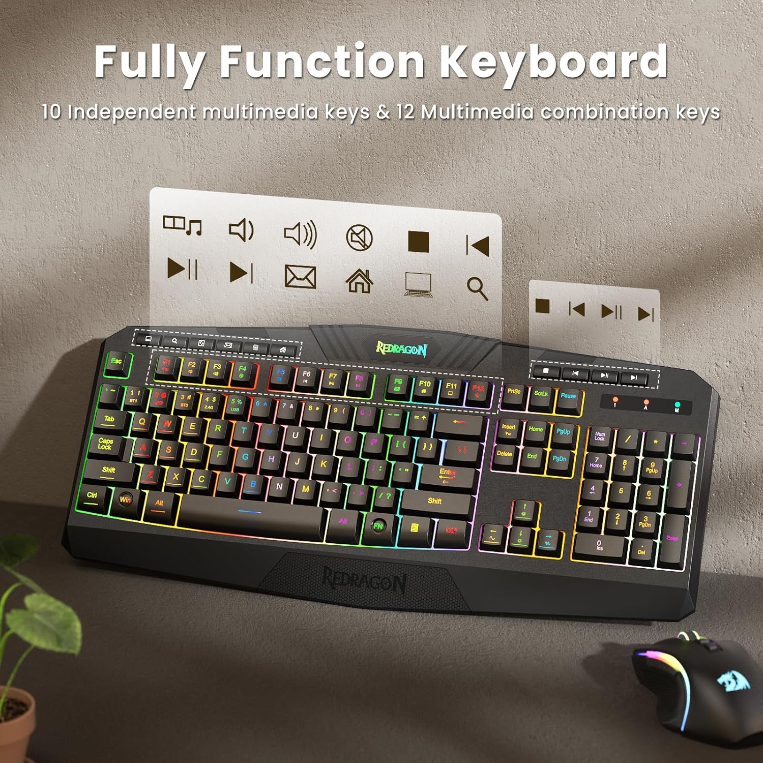 Tri-Mode Wireless Gaming Keyboard & Mouse Set – RGB, 4800 DPI