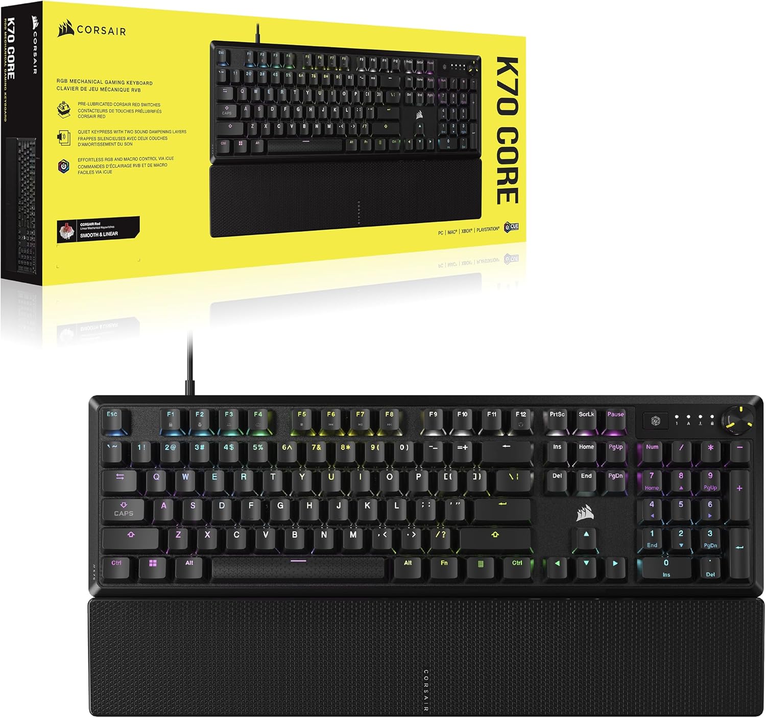 Mechanical Gaming Keyboard – RGB, Linear Switches, Wrist Rest