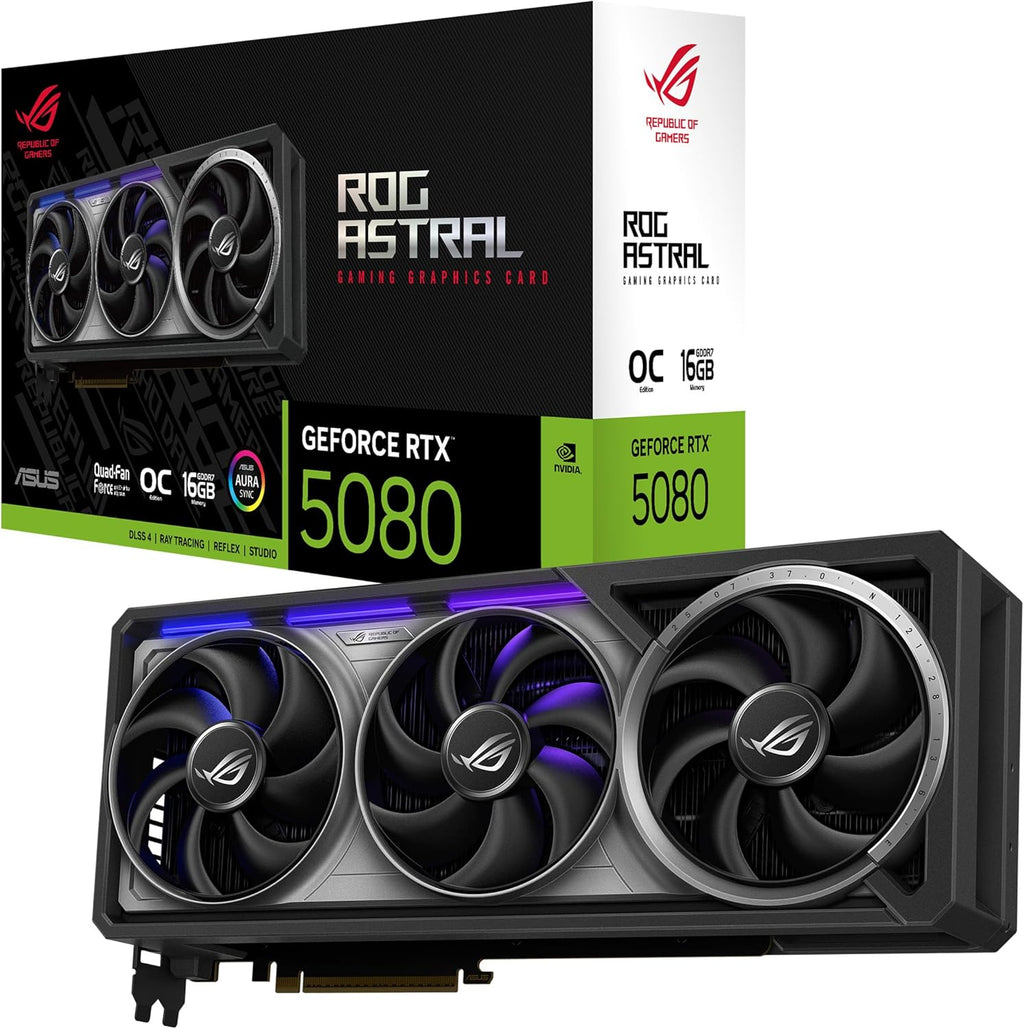 RTX 5080 OC Graphics Card – 16GB GDDR7, Quad-Fan Cooling1 & 3× DisplayPort 2.1