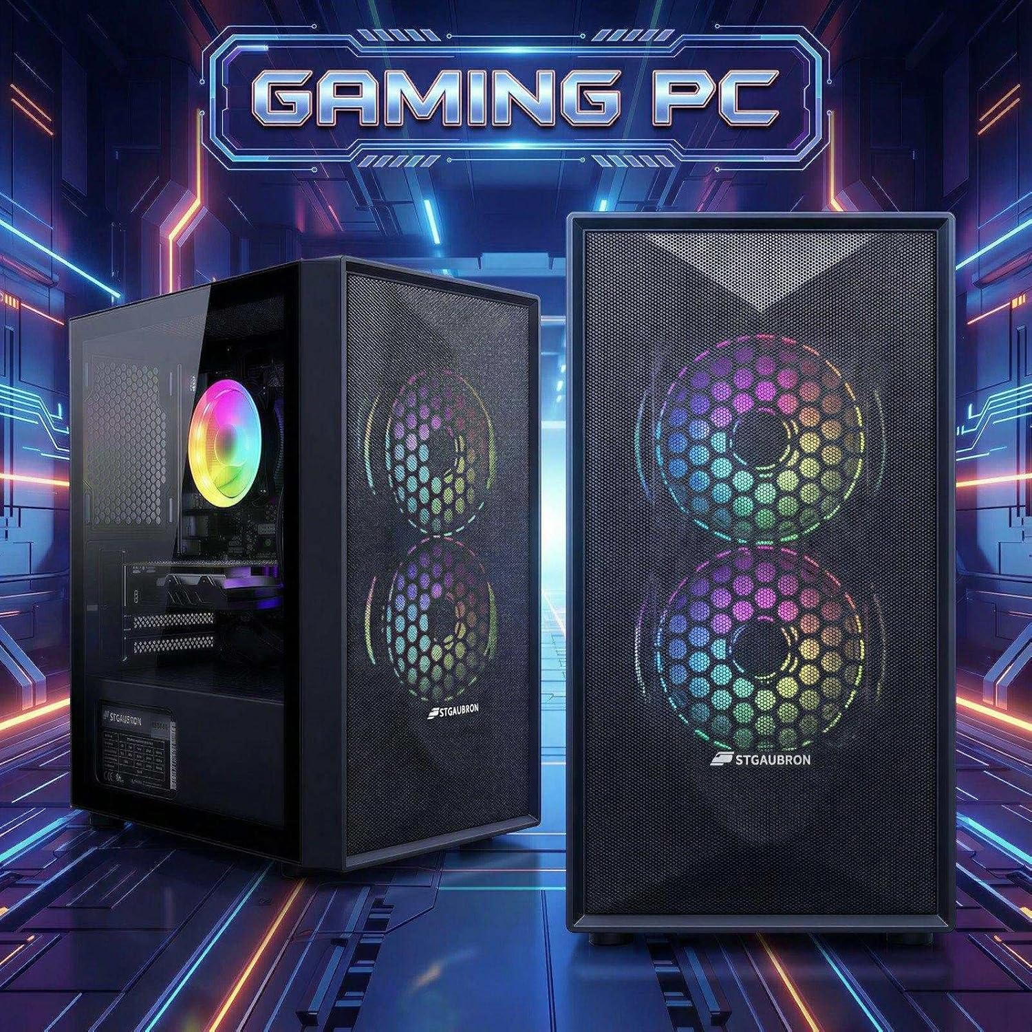 Gaming Desktop PC – Intel Core i5, RX 560 4GB, 16GB RAM, 512GB SSD, Wi-Fi 6, Bluetooth 5.0, Windows 11